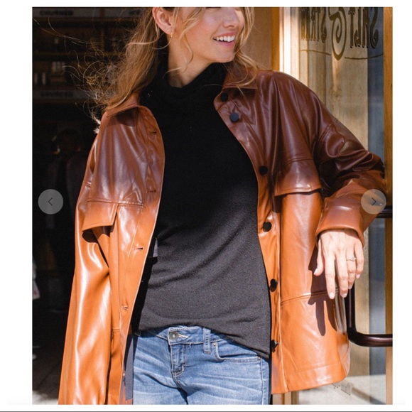 IN BEIGE Most Fabulous Faux Leather Jacket with side pockets - Picture 8 of 8